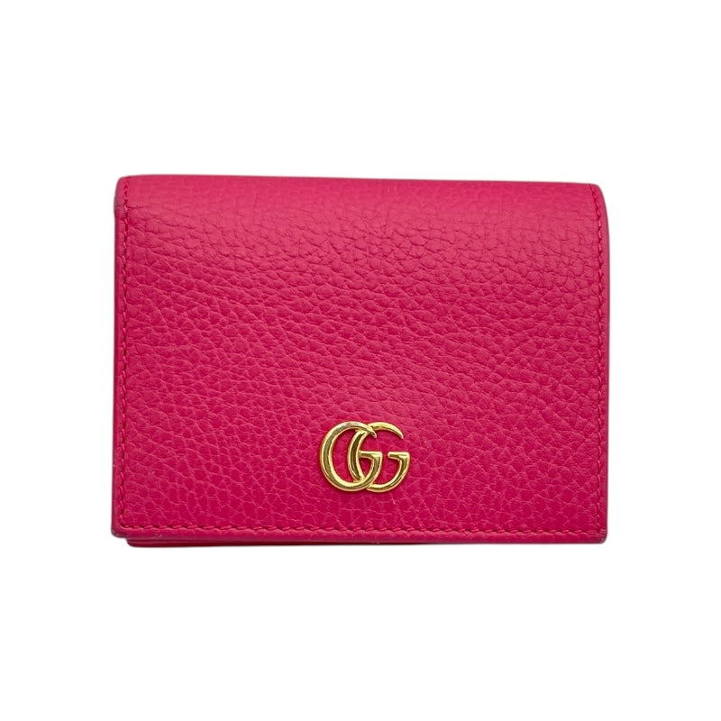 グッチ GUCCI GGマーモントウォレット 456126 ピンク レザー レディース 二つ折り財布