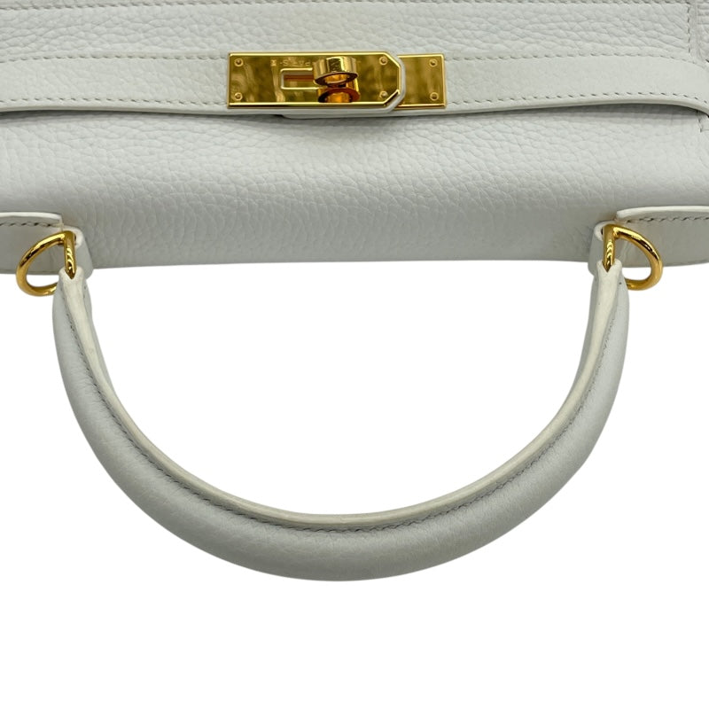 エルメス HERMES ケリー28　内縫い D刻 ホワイト　ゴールド金具 トゴ レディース ショルダーバッグ