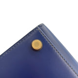 エルメス HERMES ミニケリー 〇Y刻 ブルーサフィール　ゴールド金具 ボックスカーフ レディース ショルダーバッグ