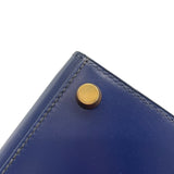 エルメス HERMES ミニケリー 〇Y刻 ブルーサフィール　ゴールド金具 ボックスカーフ レディース ショルダーバッグ