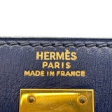 エルメス HERMES ミニケリー 〇Y刻 ブルーサフィール　ゴールド金具 ボックスカーフ レディース ショルダーバッグ