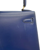 エルメス HERMES ミニケリー 〇Y刻 ブルーサフィール　ゴールド金具 ボックスカーフ レディース ショルダーバッグ