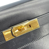 エルメス HERMES ケリー32　外縫い 〇X刻 ブラック　ゴールド金具 ボックスカーフ レディース ショルダーバッグ