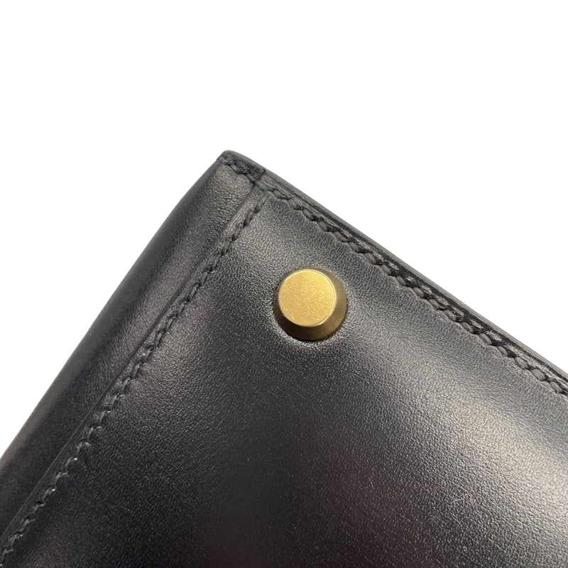 エルメス HERMES ケリー32　外縫い 〇X刻 ブラック　ゴールド金具 ボックスカーフ レディース ショルダーバッグ