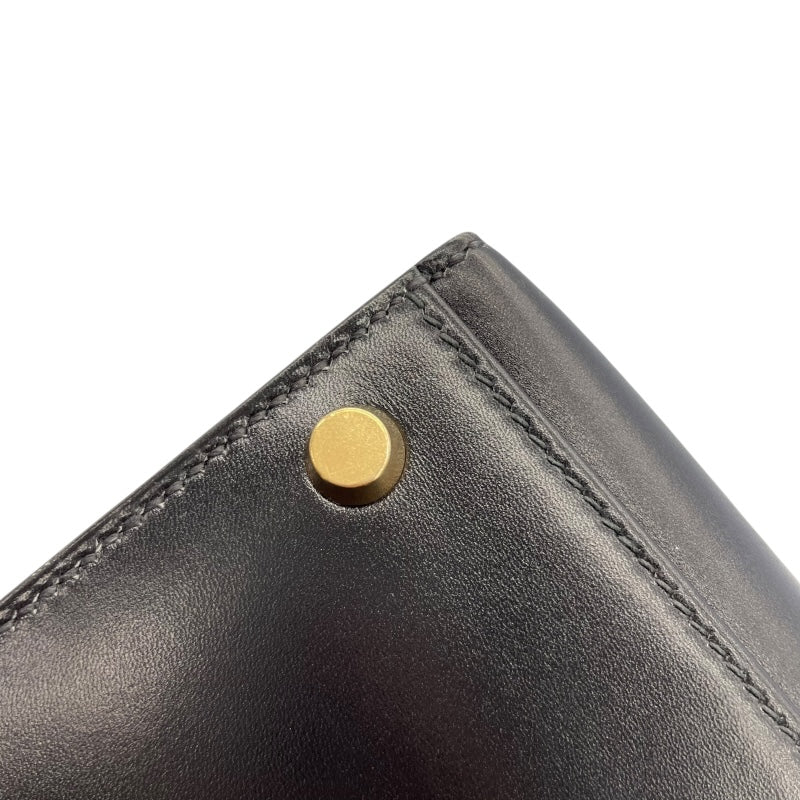 エルメス HERMES ケリー32　外縫い 〇X刻 ブラック　ゴールド金具 ボックスカーフ レディース ショルダーバッグ