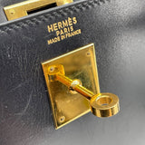 エルメス HERMES ケリー32　外縫い 〇X刻 ブラック　ゴールド金具 ボックスカーフ レディース ショルダーバッグ