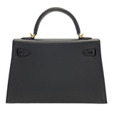 エルメス HERMES ミニケリー2タッチ外縫い W刻 ブラック　ゴールド金具 ヴォーマダム・リザード レディース ショルダーバッグ