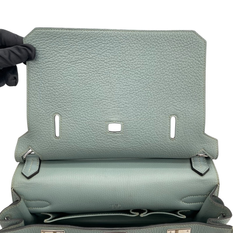 エルメス HERMES ジプシエール28 □P刻 ブルーラン　シルバー金具 トリヨン レディース ショルダーバッグ