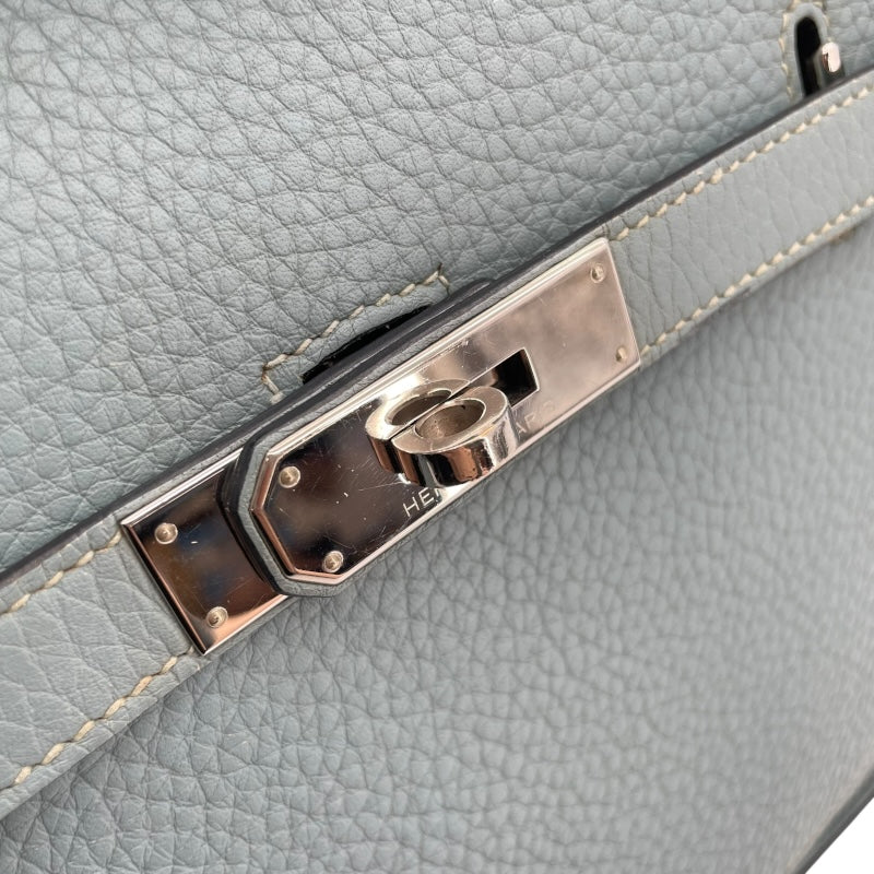 エルメス HERMES ジプシエール28 □P刻 ブルーラン　シルバー金具 トリヨン レディース ショルダーバッグ
