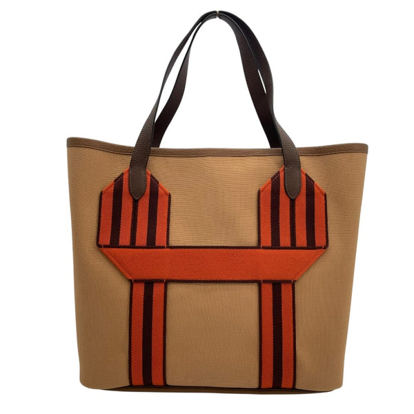 エルメス HERMES ピュールサングル U刻 チャイxカカオ　シルバー金具 トワル/トリヨン レディース トートバッグ