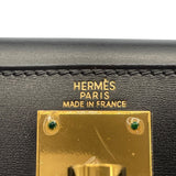 エルメス HERMES ケリー28　外縫い □F刻 ブラック　ゴールド金具 ボックスカーフ レディース ショルダーバッグ