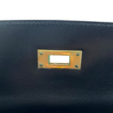 エルメス HERMES ケリー28　外縫い □F刻 ブラック　ゴールド金具 ボックスカーフ レディース ショルダーバッグ