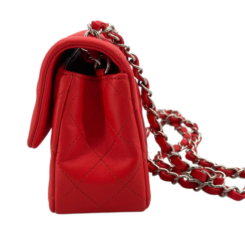シャネル CHANEL ミニマトラッセ20 A69900 26番台 レッド SV金具 ラムスキン レディース ショルダーバッグ