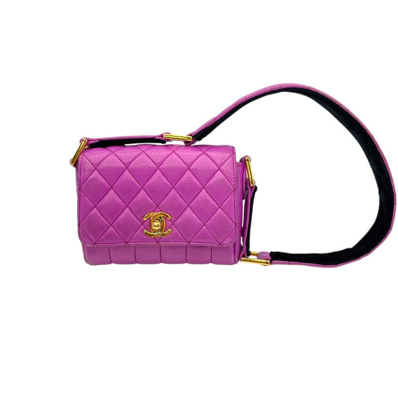 シャネル CHANEL マトラッセ ショルダー パープル ゴールド金具 ラムスキン レディース ショルダーバッグ
