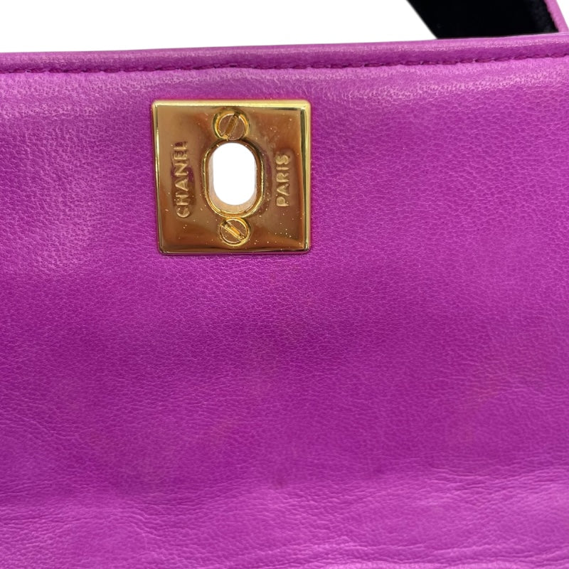 シャネル CHANEL マトラッセ ショルダー パープル ゴールド金具 ラムスキン レディース ショルダーバッグ