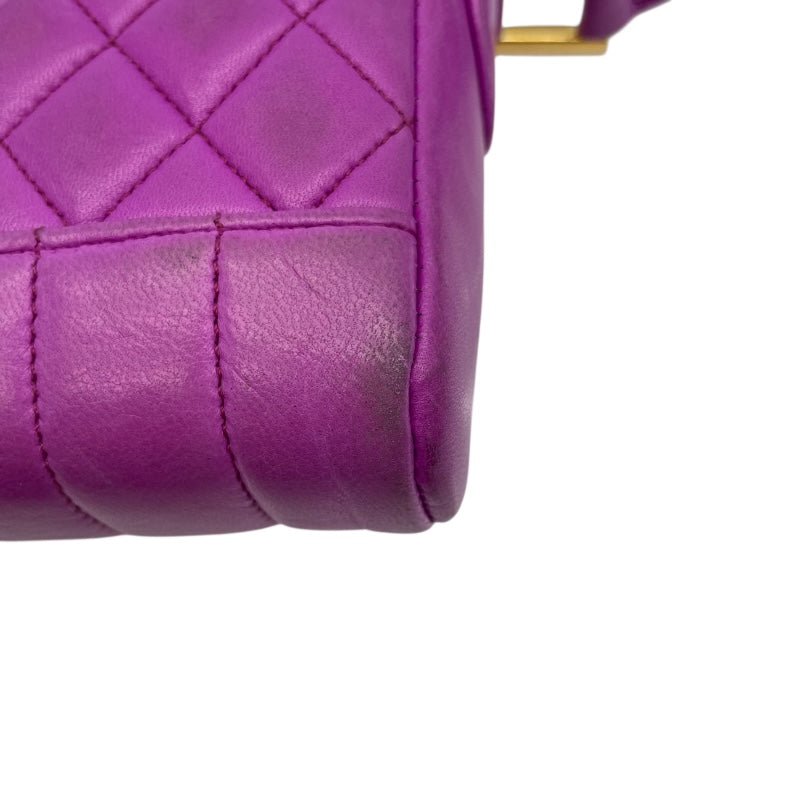 シャネル CHANEL マトラッセ ショルダー パープル ゴールド金具 ラムスキン レディース ショルダーバッグ