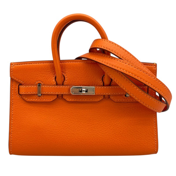 エルメス HERMES タイニーバーキン □O刻印 オレンジ シルバー金具 エヴァ―カラー レディース ショルダーバッグ