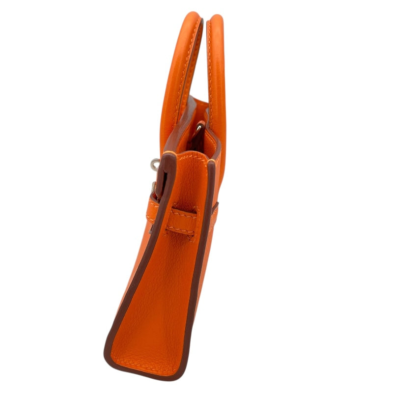 エルメス HERMES タイニーバーキン □O刻印 オレンジ シルバー金具 エヴァ―カラー レディース ショルダーバッグ