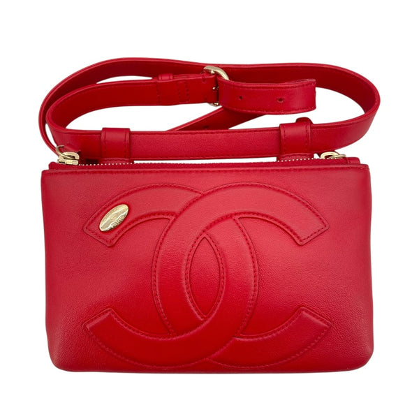 シャネル CHANEL ボディバッグ 27番台 レッド GD金具 レザー レディース ボディバッグ