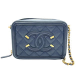 シャネル CHANEL CCフィグリー ショルダー A84452 25番台 ネイビー ゴールド金具 キャビア レディース ショルダーバッグ