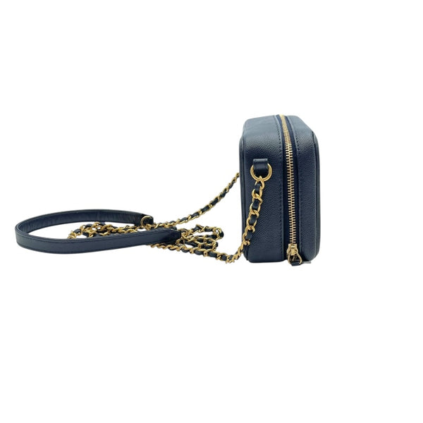 シャネル CHANEL CCフィグリー ショルダー A84452 25番台 ネイビー ゴールド金具 キャビア レディース ショルダーバッグ