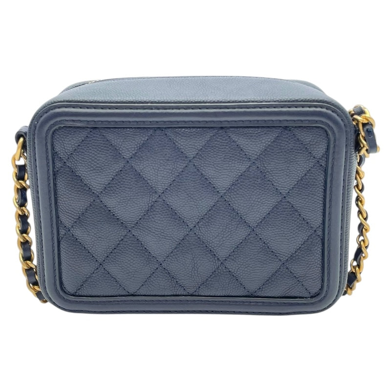 シャネル CHANEL CCフィグリー ショルダー A84452 25番台 ネイビー ゴールド金具 キャビア レディース ショルダーバッグ