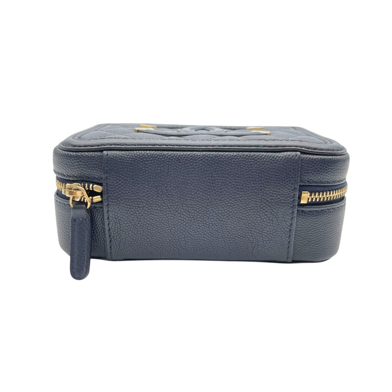 シャネル CHANEL CCフィグリー ショルダー A84452 25番台 ネイビー ゴールド金具 キャビア レディース ショルダーバッグ