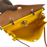 エルメス HERMES エールジップバックPM D刻 ライム シルバー金具 トワル レディース ハンドバッグ