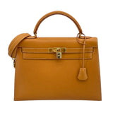 エルメス HERMES ケリー32 □B刻印 ナチュラルサブレ ゴールド金具 シャモニー レディース ハンドバッグ