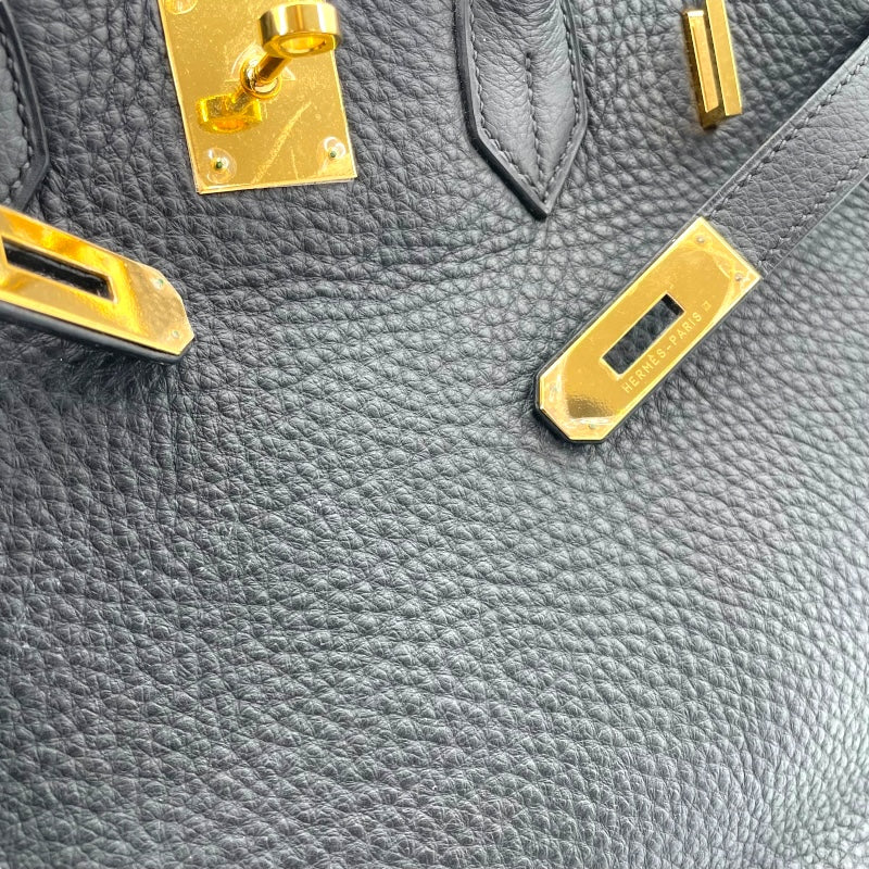 エルメス HERMES バーキン35 □H刻 ブラック ゴールド金具 フィヨルド レディース ハンドバッグ