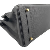 エルメス HERMES バーキン35 □H刻 ブラック ゴールド金具 フィヨルド レディース ハンドバッグ