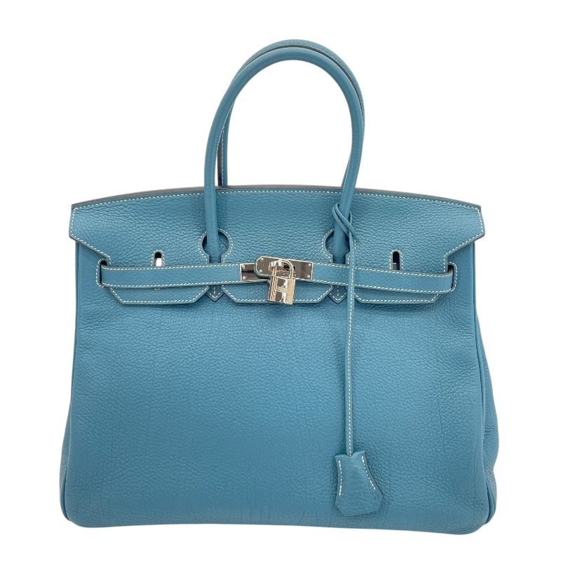 エルメス HERMES バーキン35 □N刻印　(2010年製) ブルージーン　シルバー金具 トゴ レディース ハンドバッグ