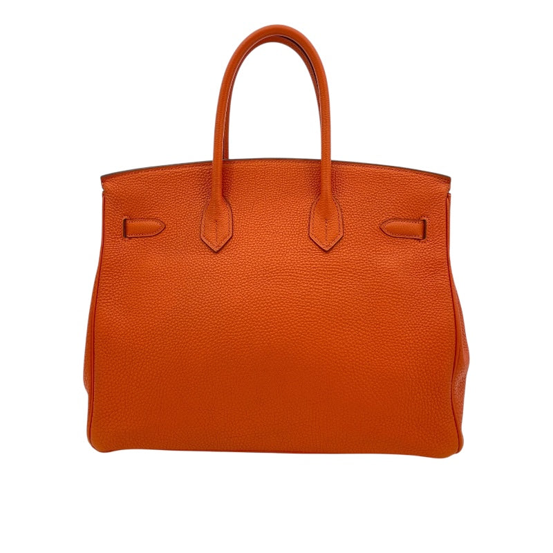 エルメス HERMES バーキン35 □K刻 オレンジ　シルバー金具 トゴ メンズ ハンドバッグ