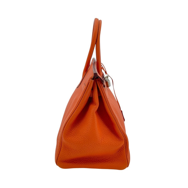 エルメス HERMES バーキン35 □K刻 オレンジ　シルバー金具 トゴ メンズ ハンドバッグ