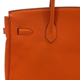 エルメス HERMES バーキン35 □K刻 オレンジ　シルバー金具 トゴ メンズ ハンドバッグ
