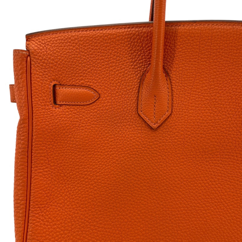 エルメス HERMES バーキン35 □K刻 オレンジ　シルバー金具 トゴ メンズ ハンドバッグ