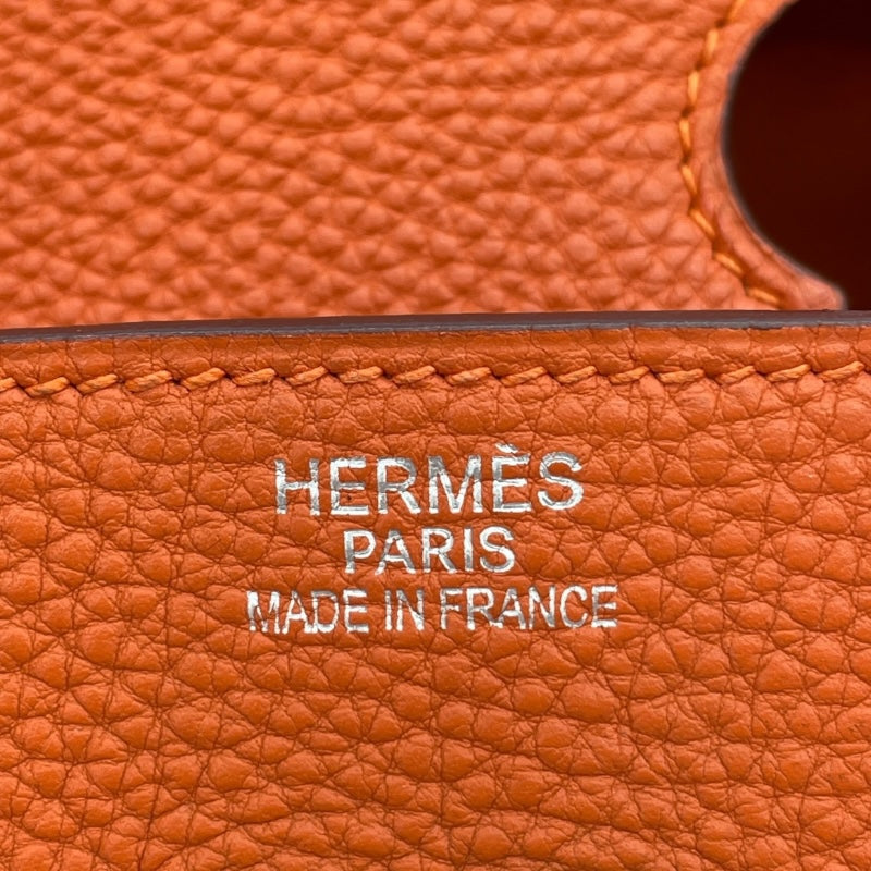 エルメス HERMES バーキン35 □K刻 オレンジ　シルバー金具 トゴ メンズ ハンドバッグ