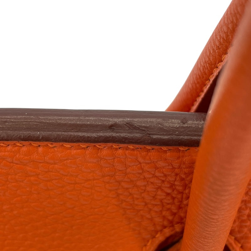 エルメス HERMES バーキン35 □K刻 オレンジ　シルバー金具 トゴ メンズ ハンドバッグ