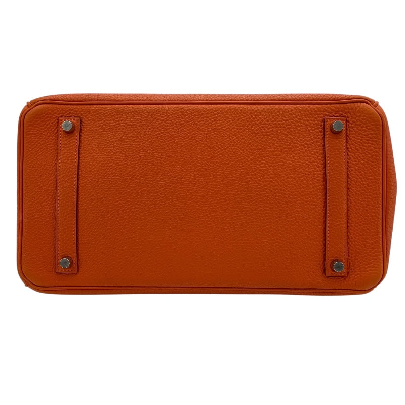 エルメス HERMES バーキン35 □K刻 オレンジ　シルバー金具 トゴ メンズ ハンドバッグ