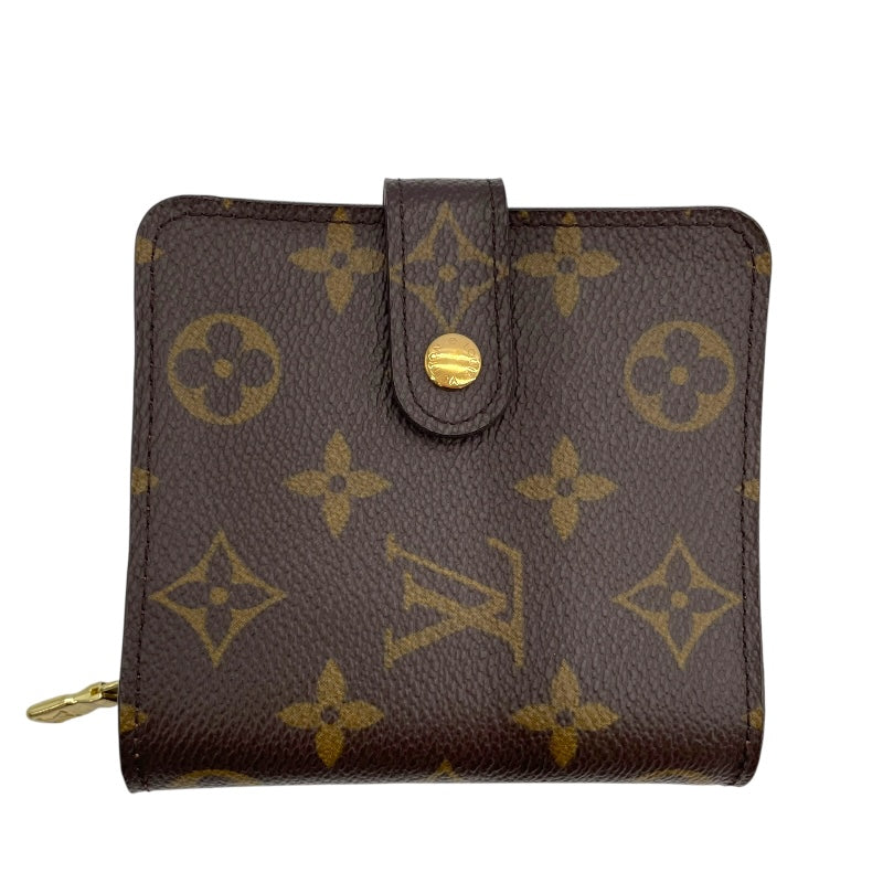 ルイ・ヴィトン LOUIS VUITTON コンパクトジップ M61667 ブラウン モノグラム・キャンバス ユニセックス 二つ折り財布