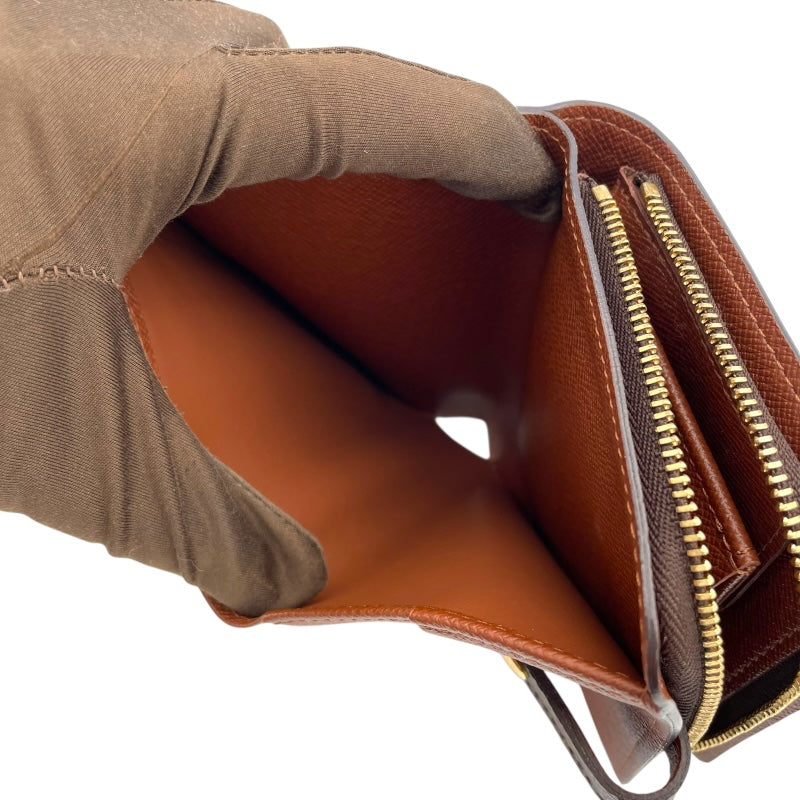 ルイ・ヴィトン LOUIS VUITTON コンパクトジップ M61667 ブラウン モノグラム・キャンバス ユニセックス 二つ折り財布