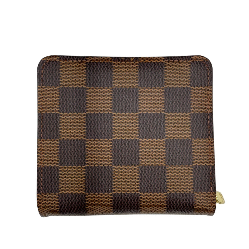 ルイ・ヴィトン LOUIS VUITTON コンパクト・ジップ N61668 ブラウン ダミエ・キャンバス ユニセックス 二つ折り財布