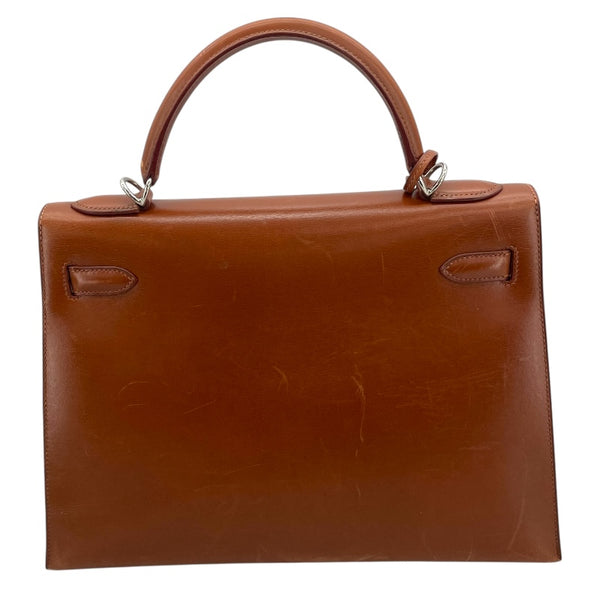 エルメス HERMES ケリー32　外縫い □E刻 ノアゼット SV金具 ボックスカーフ レディース ショルダーバッグ