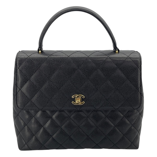 シャネル CHANEL マトラッセトップハンドル A12397 8番台 ブラック　GD金具 キャビアスキン レディース ハンドバッグ