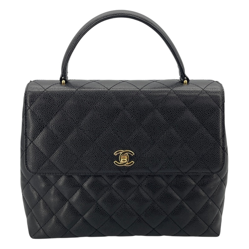 シャネル CHANEL マトラッセトップハンドル A12397 8番台 ブラック　GD金具 キャビアスキン レディース ハンドバッグ