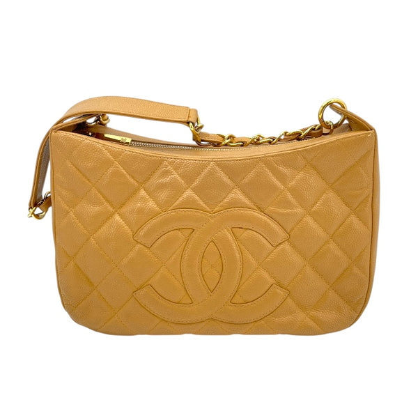 シャネル CHANEL ココマーク チェーンショルダーバッグ A20993 9番台 ベージュ ゴールド金具 キャビア レディース ショルダーバッグ
