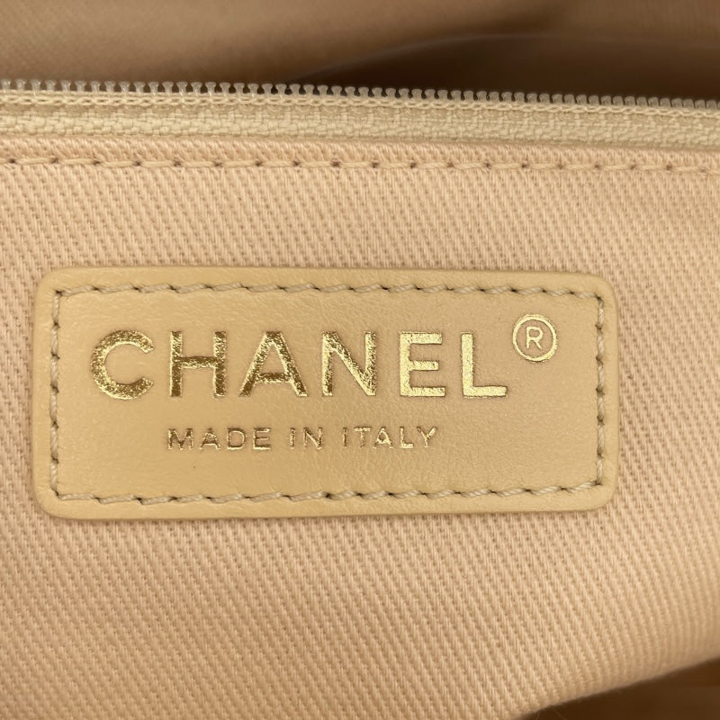 シャネル CHANEL ドーヴィルMM A67001 31番台 ホワイト ゴールド金具 ストロー レディース ハンドバッグ