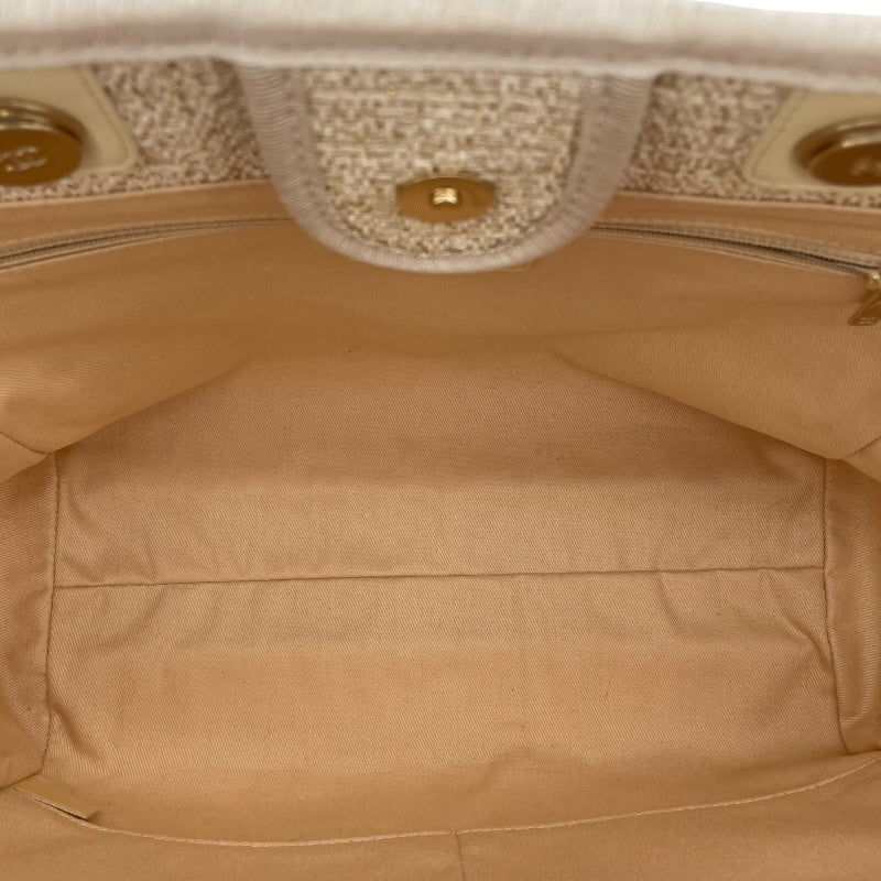 シャネル CHANEL ドーヴィルMM A67001 31番台 ホワイト ゴールド金具 ストロー レディース ハンドバッグ