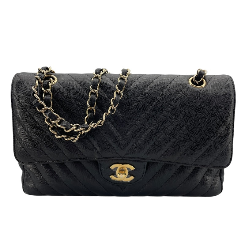 シャネル CHANEL マトラッセ25 Vステッチ A01112 8番台 ブラック GD金具 キャビアスキン レディース ショルダーバッグ