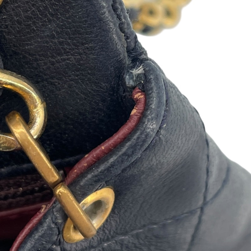 シャネル CHANEL ミニマトラッセ18 A01115 1番台 ネイビー GD金具 ラムスキン レディース ショルダーバッグ